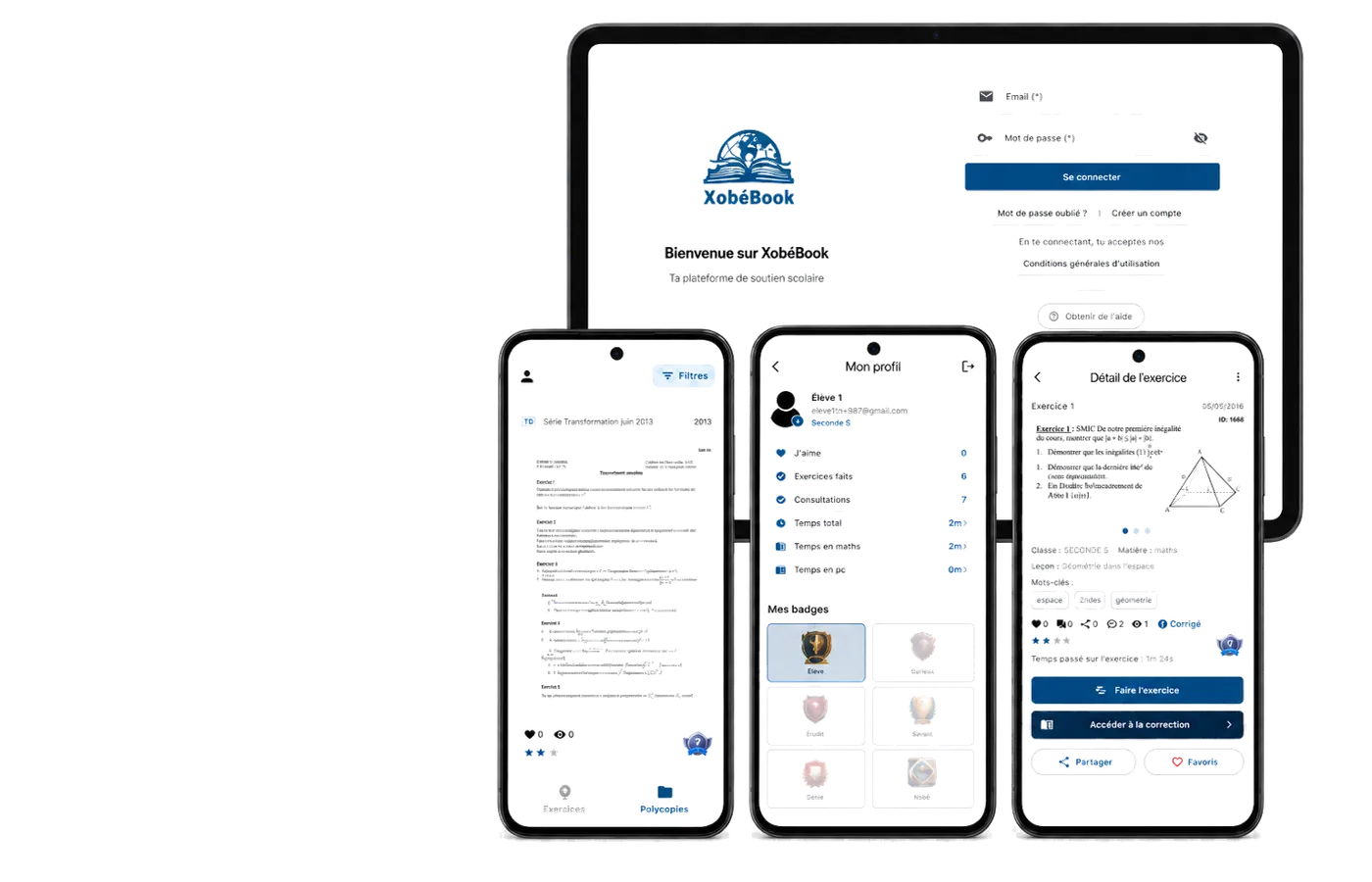 XobéBook sur tablette et téléphones